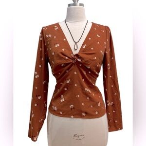 ABERCROMBIE & FITCH- Elegant Rust Floral 🌻 Women's Top